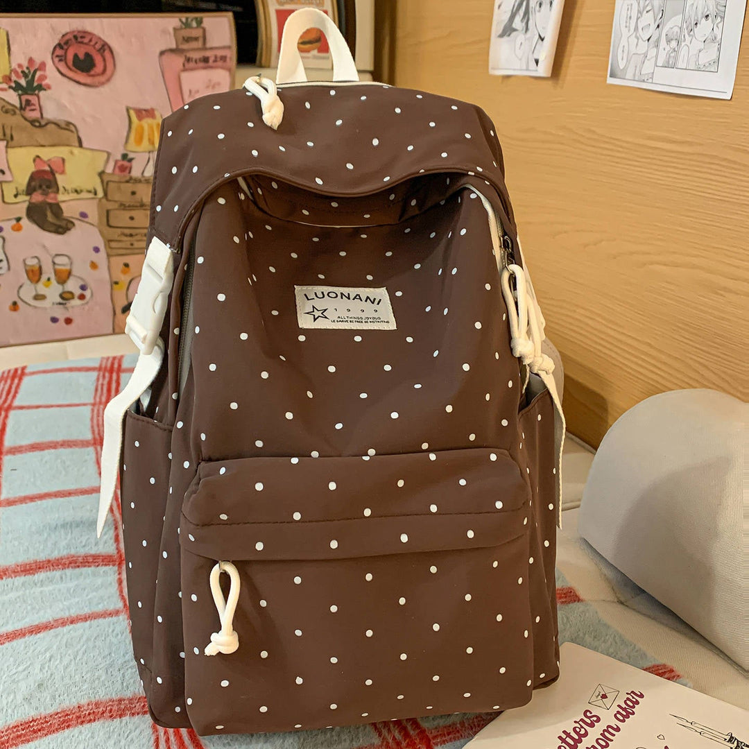 Polka-Dotted Canvas Backpack Kalsten