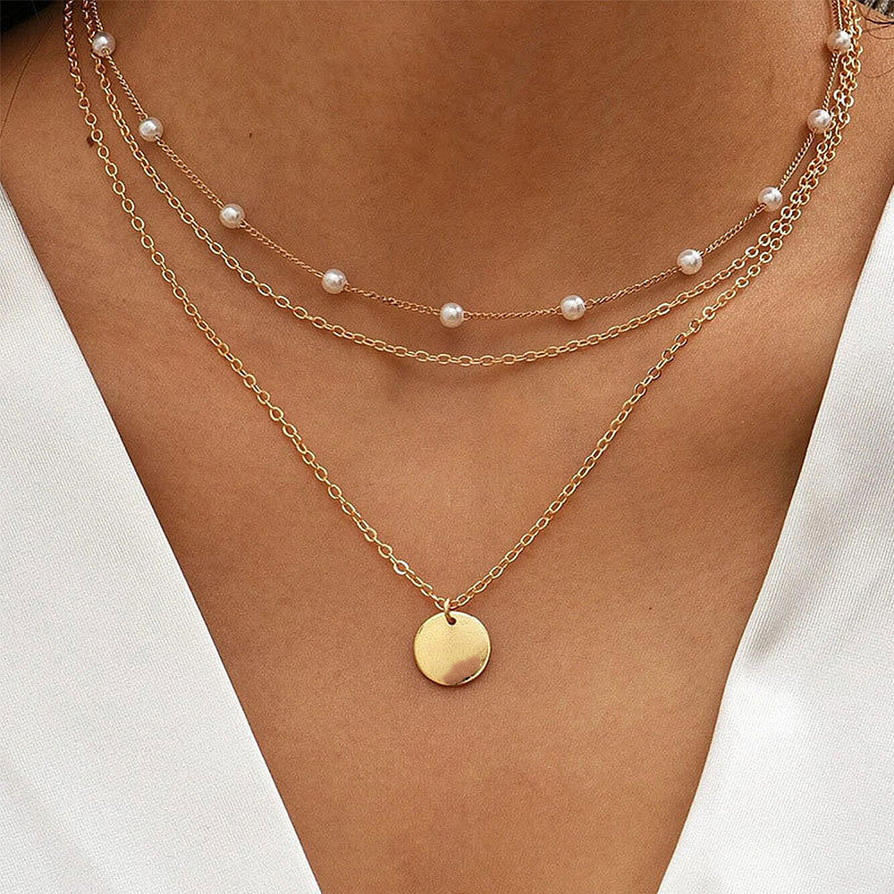 Layered Pearl and Chain Necklace Kalsten