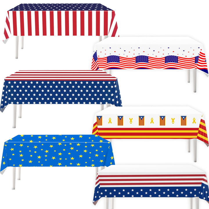 Unisex nan patriotic rectangular party tablecloth with stars and stripes waterproof disposable plastic Kalsten