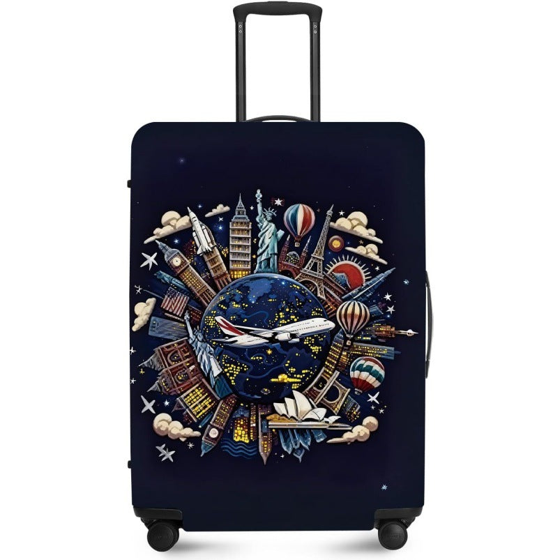 Unisex nan elastic suitcase cover with UV-resistant motif print and zip opening Kalsten