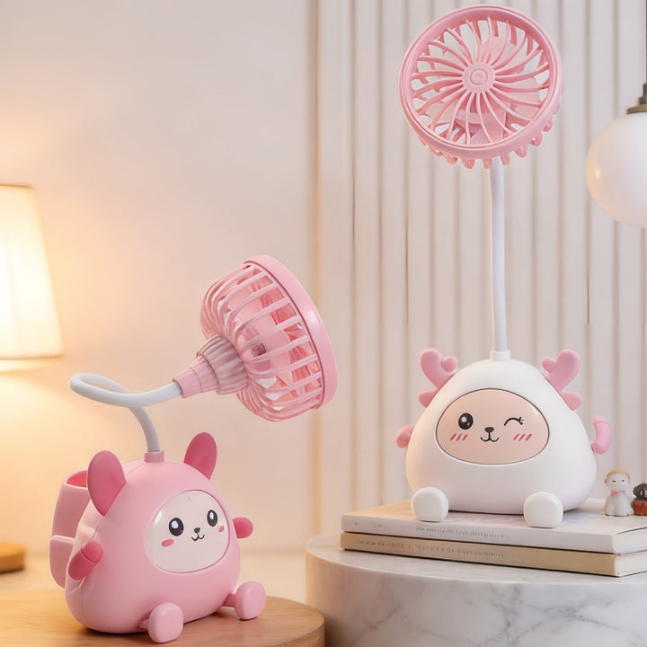 Ladies table lamp with integrated fan and toy design Kalsten