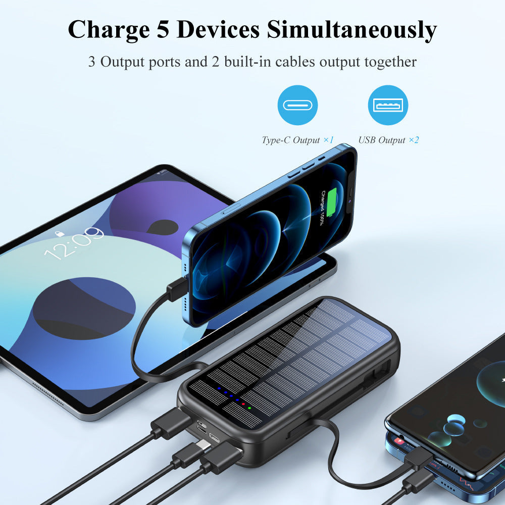 Solar Powerbank with Integrated Fast Charging Function and Usb-C Cable Kalsten