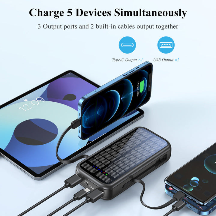 Solar Powerbank with Integrated Fast Charging Function and Usb-C Cable Kalsten