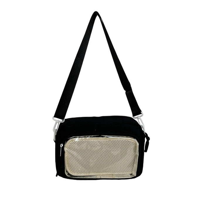 Shoulder bag with transparent viewing pocket and playful graphic design Kalsten