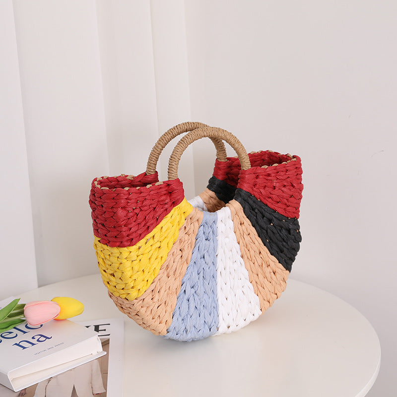 Handmade wicker bag with colorful pattern Kalsten