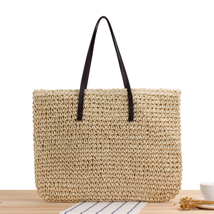Timeless wicker tote bag with leather handles Kalsten