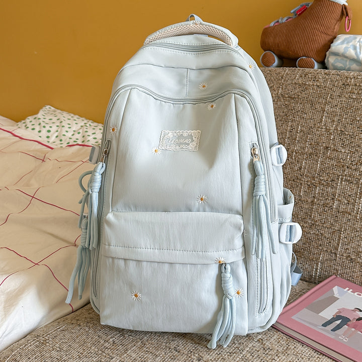 Elegant Floral Embellished School Backpack