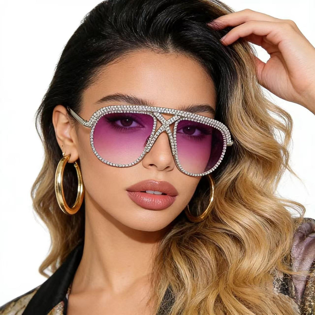 Ladies Glamorous Sunglasses with Rhinestone-Embellished Frame Kalsten