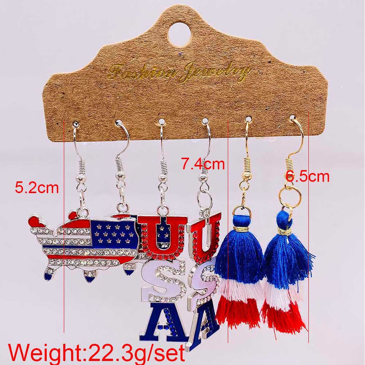 Women’s American-inspired earring set made of lightweight wood and acrylic with drop and letter charms Kalsten