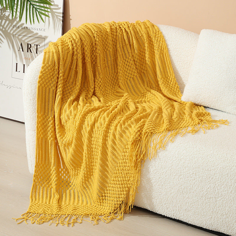 Women's stylish living room throw blanket with fringe pattern Kalsten