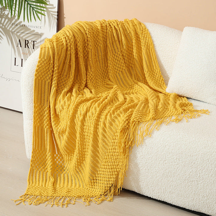 Women's stylish living room throw blanket with fringe pattern Kalsten