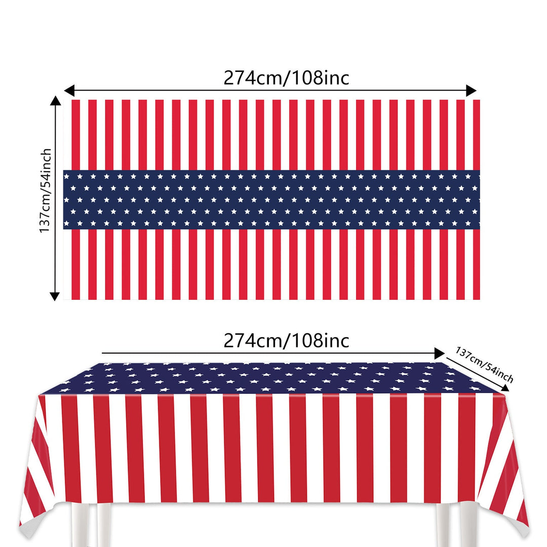 Unisex nan patriotic rectangular party tablecloth with stars and stripes waterproof disposable plastic Kalsten