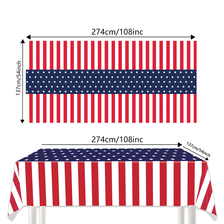 Unisex nan patriotic rectangular party tablecloth with stars and stripes waterproof disposable plastic Kalsten
