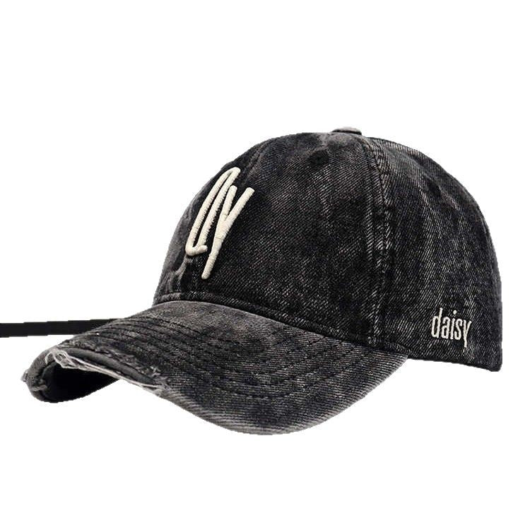 Women's Distressed Denim Embroidered Baseball Cap Kalsten