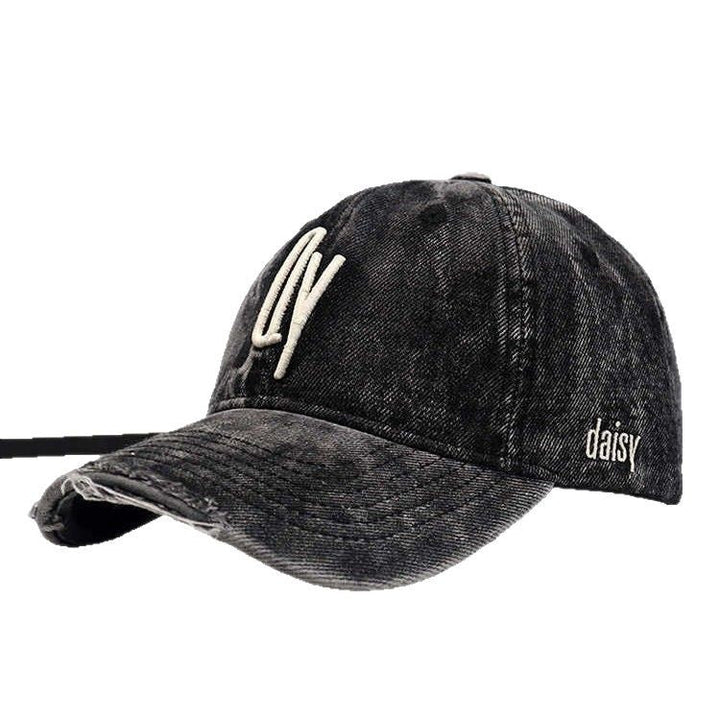 Women's Distressed Denim Embroidered Baseball Cap Kalsten