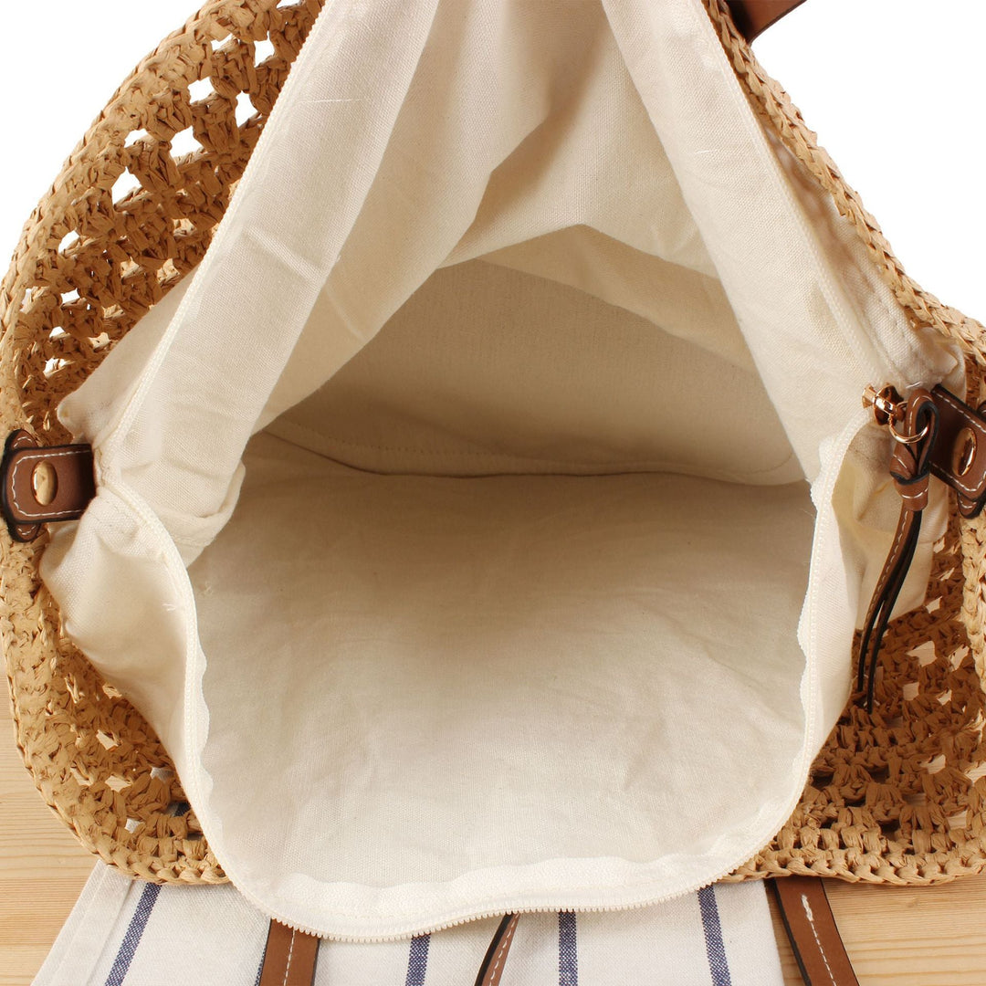 Braided tote bag with elegant leather handles Kalsten