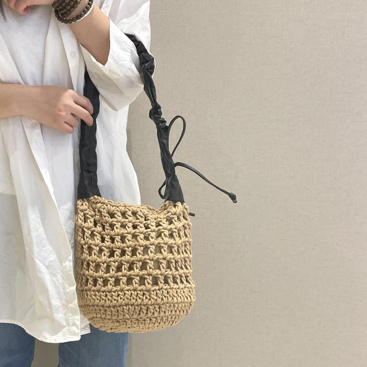 Hand-knotted tote bag with leather accents Kalsten
