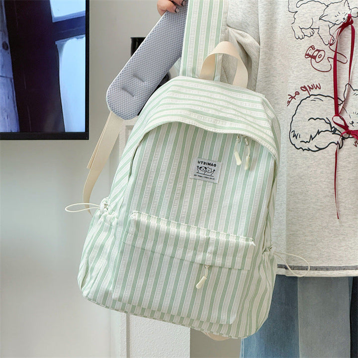 Casual Striped School Backpack