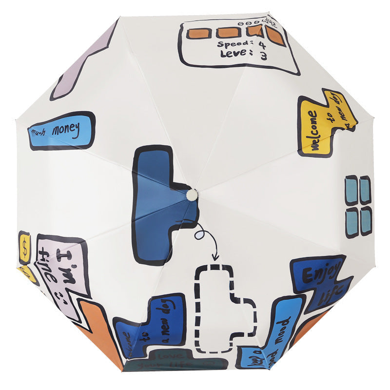 Women's Foldable Umbrella with Unique Graphic Design Kalsten