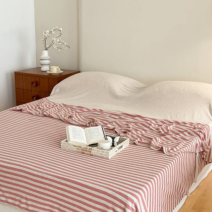 Women's living room blanket made of high-quality cotton with fine stripes Kalsten