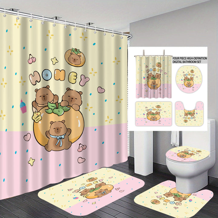 Cute Bear-Themed Four-Piece Bathroom Set Kalsten