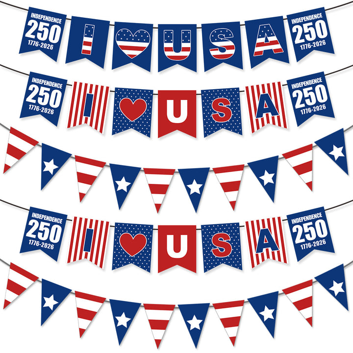 Unisex nan patriotic star and stripe multi-strand bunting garland banner set Kalsten