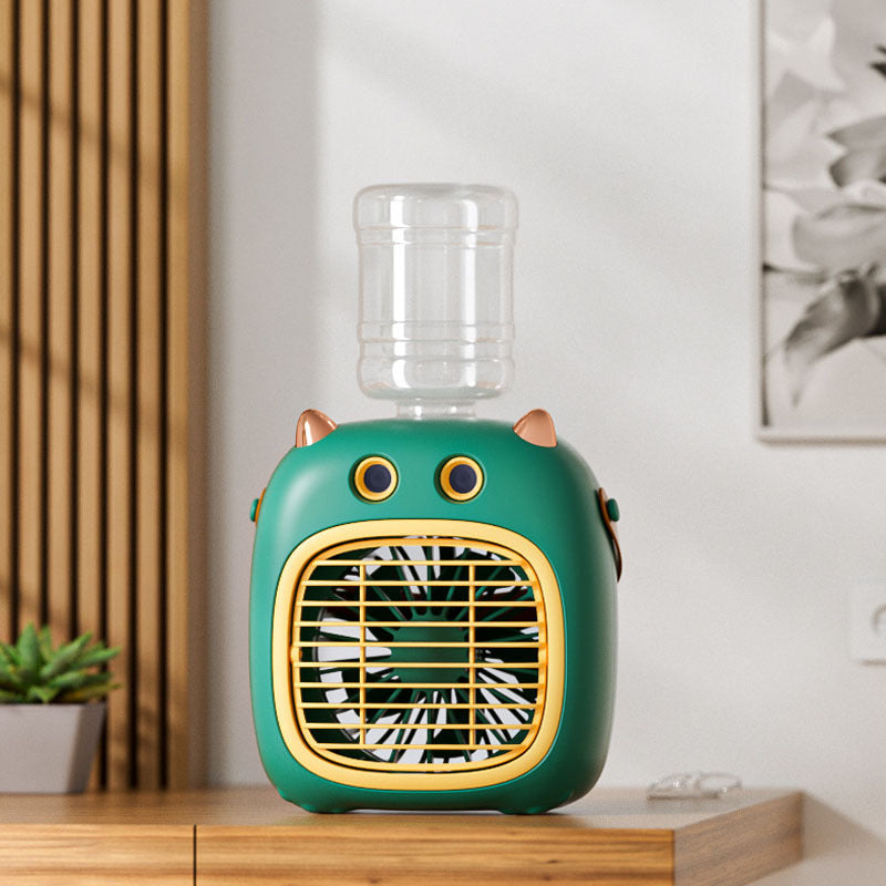 Cooling compact tabletop evaporative misting fan humidifier with refillable top-fill reservoir and adjustable airflow Kalsten