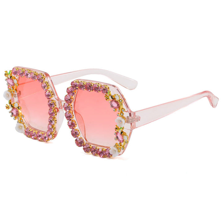 Women's extravagant hexagon sunglasses with crystal embellishment Kalsten