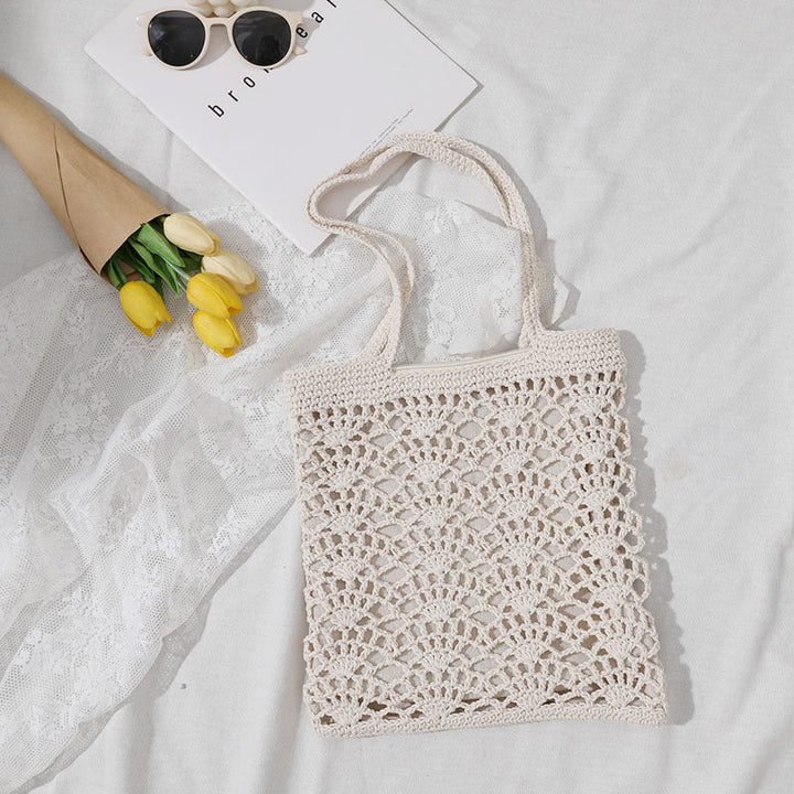 Hand-crocheted shopping bag with airy accents Kalsten