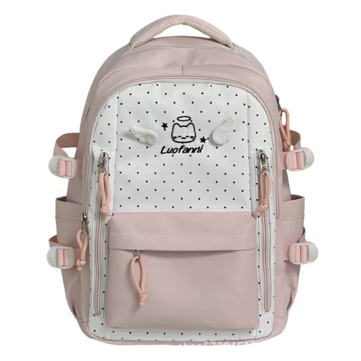 Playful Polka Dot Multi-Pocket Backpack Kalsten