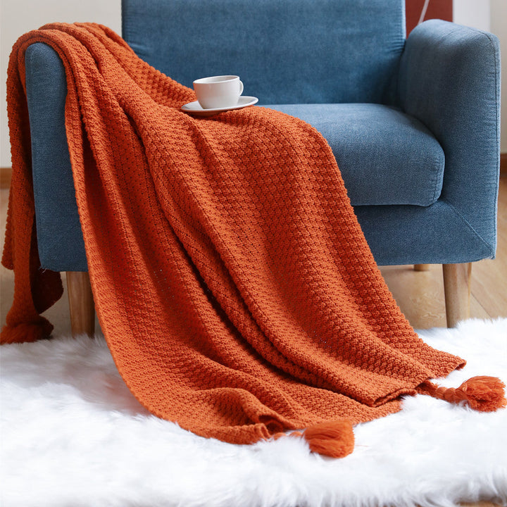 Women’s knitted blanket with decorative tassels Kalsten