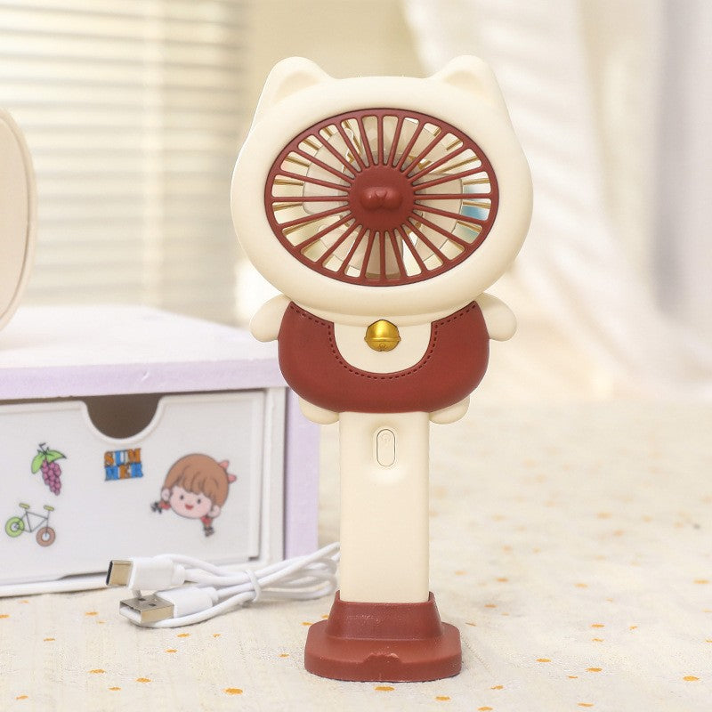 Women's Portable Mini Hand Fan with Animal Ears and USB Charging Function Kalsten