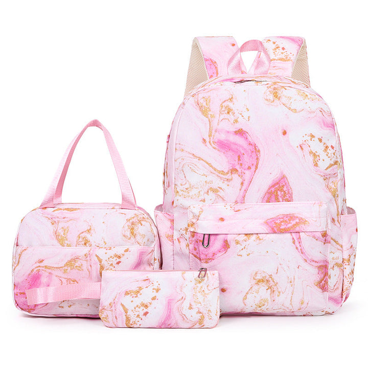 Marble Pattern Multi-Piece Backpack Set