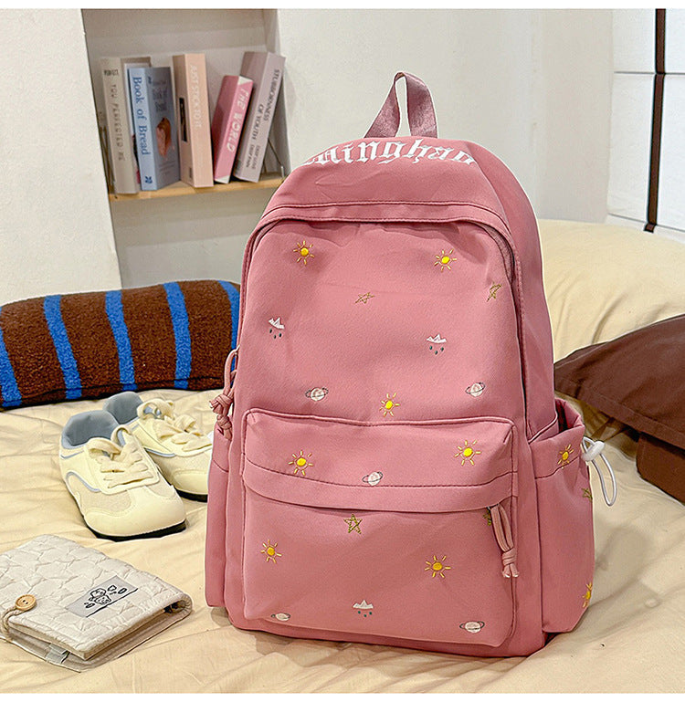 Casual Embroidered School Backpack