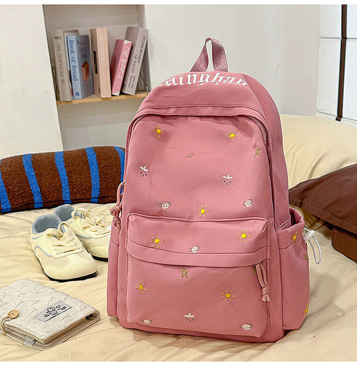 Casual Embroidered School Backpack