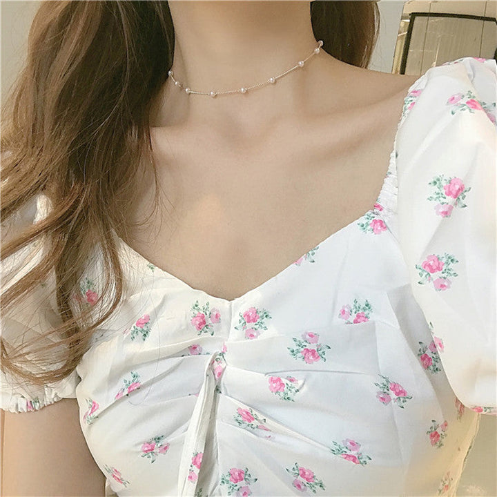 Delicate Pearl Accented Chain Necklace Kalsten