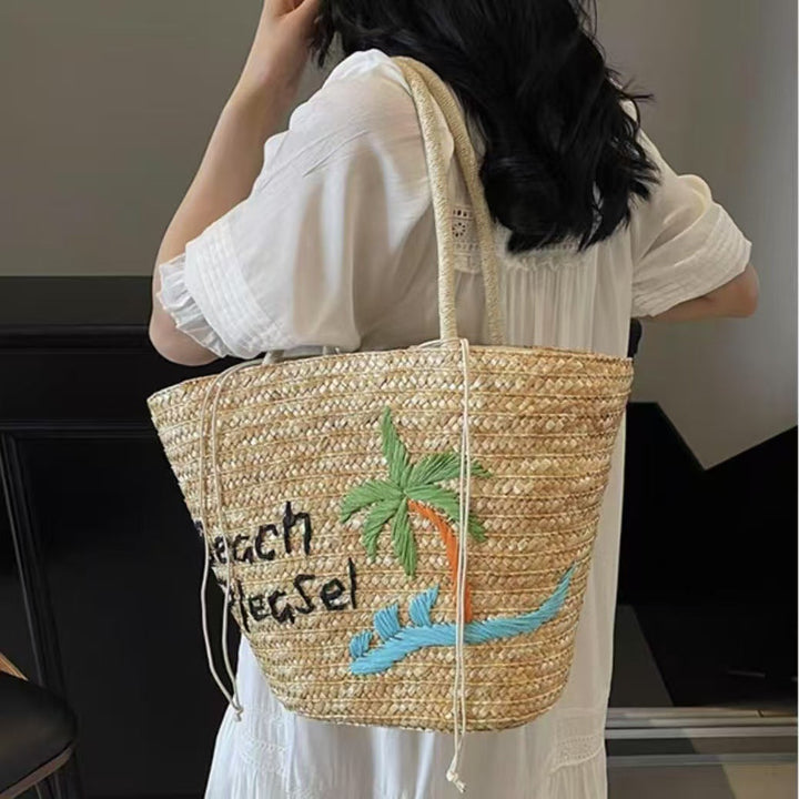 Summery woven bag with creative beach motif Kalsten