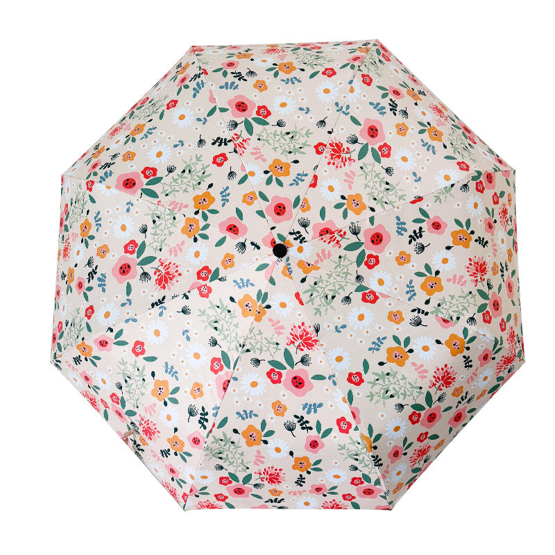 Ladies Folding Umbrella with Floral Design and Cute Details Kalsten