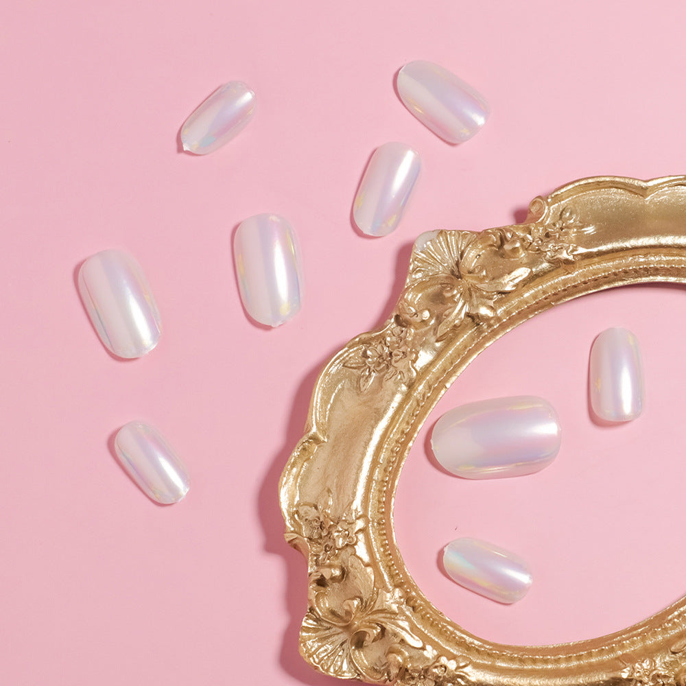 Iridescent Almond-Shaped Press-On Nails Kalsten