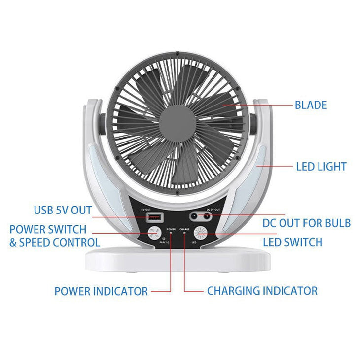 Unisex portable solar fan and lighting set with battery and USB charging function Kalsten