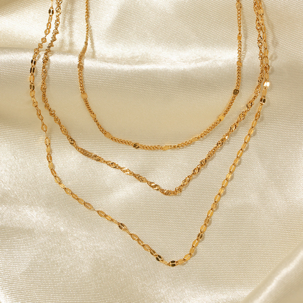 Multi-Layered Silver Chain Necklace Kalsten