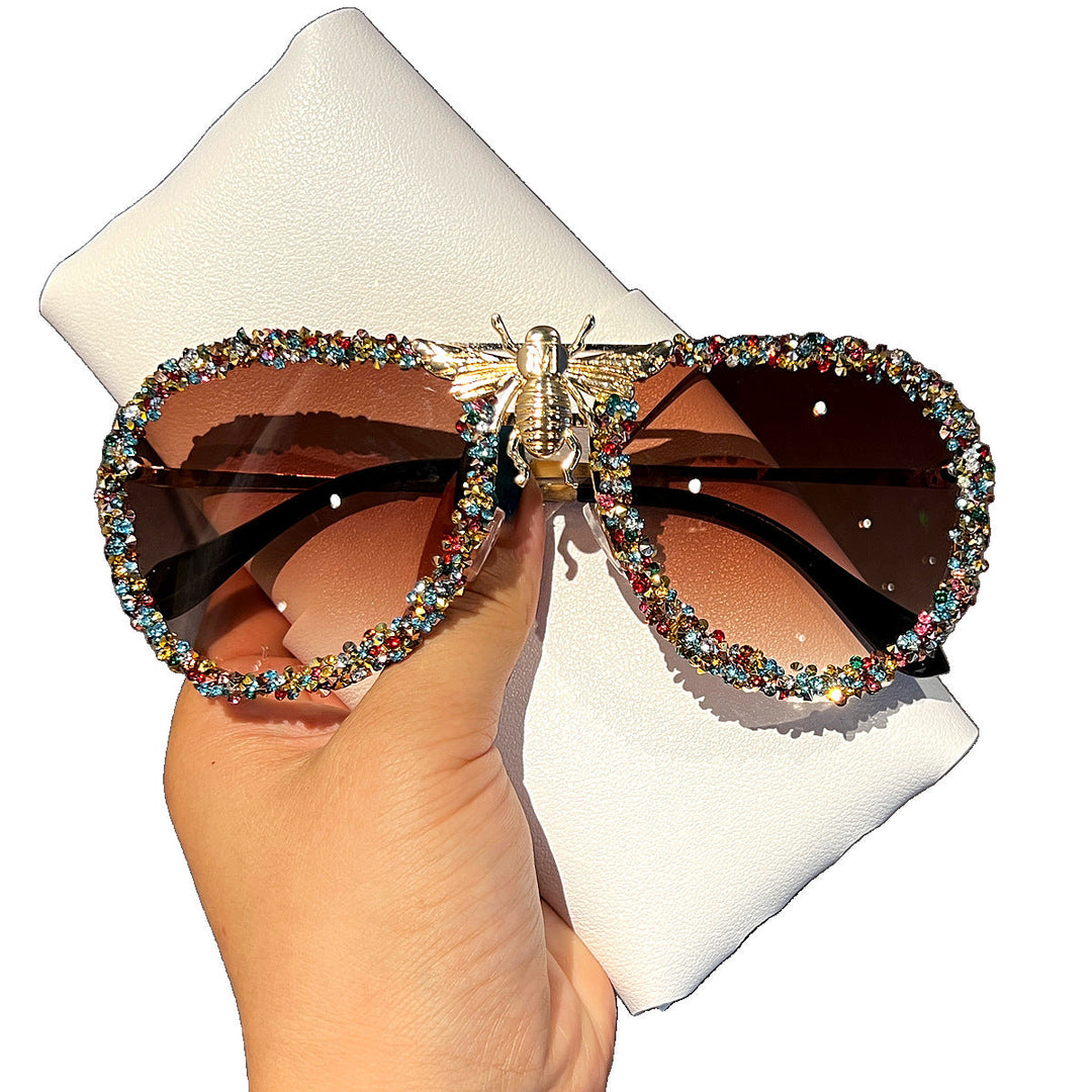 Women Glamorous Oversized Sunglasses with Unique Decorative Frame Kalsten
