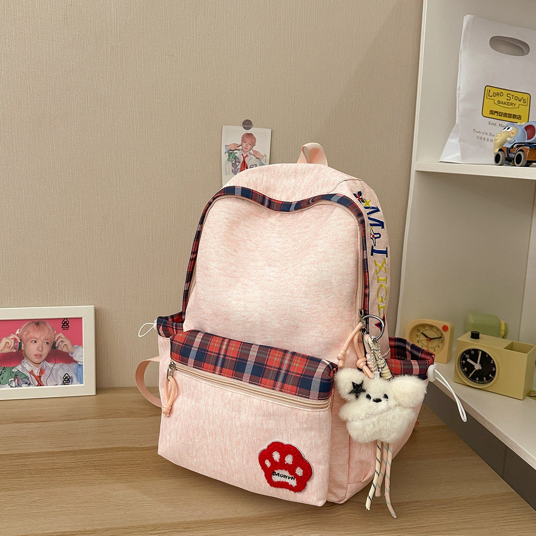 Casual Plaid Pattern School Backpack