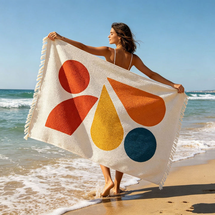 Organic Cotton Beach Blanket with Tropical Design Kalsten
