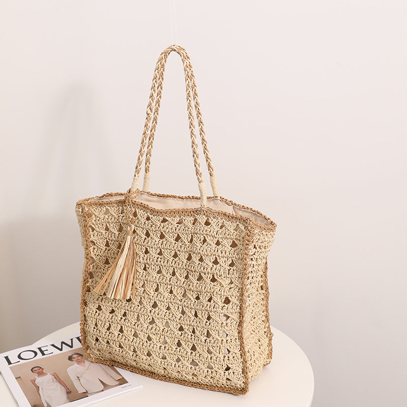 Handmade Macrame Tote Bag with Elegant Tassel Kalsten
