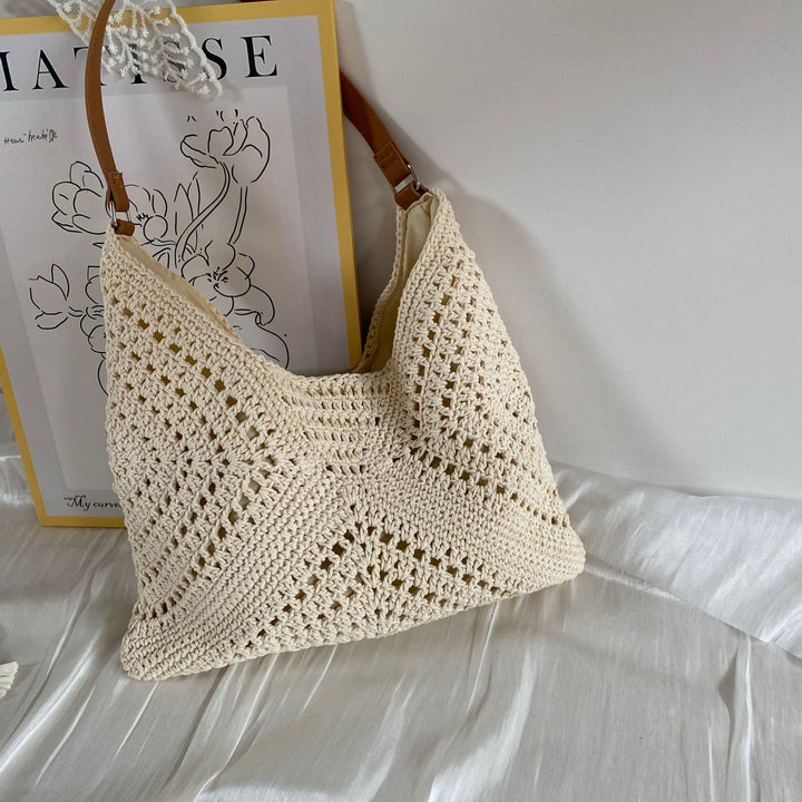 Knit shoulder bag with leather handles Kalsten