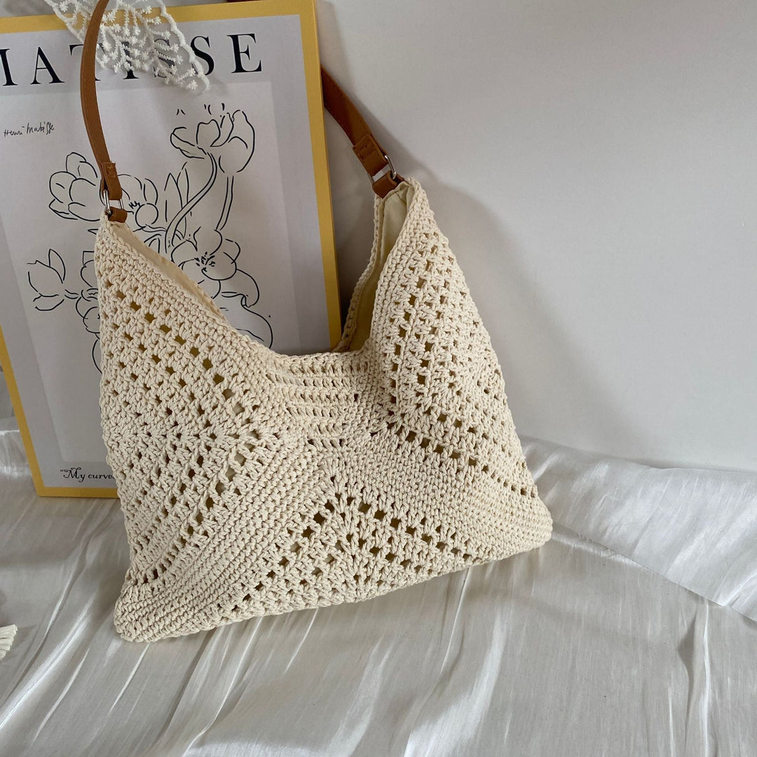 Handmade crochet bag with leather handles Kalsten