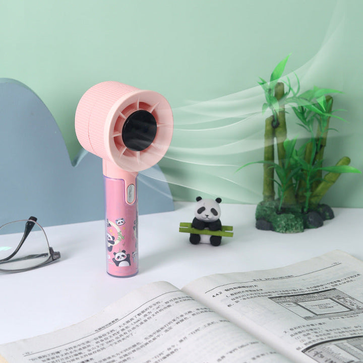 Cooling portable rechargeable handheld misting fan with cute panda print Kalsten