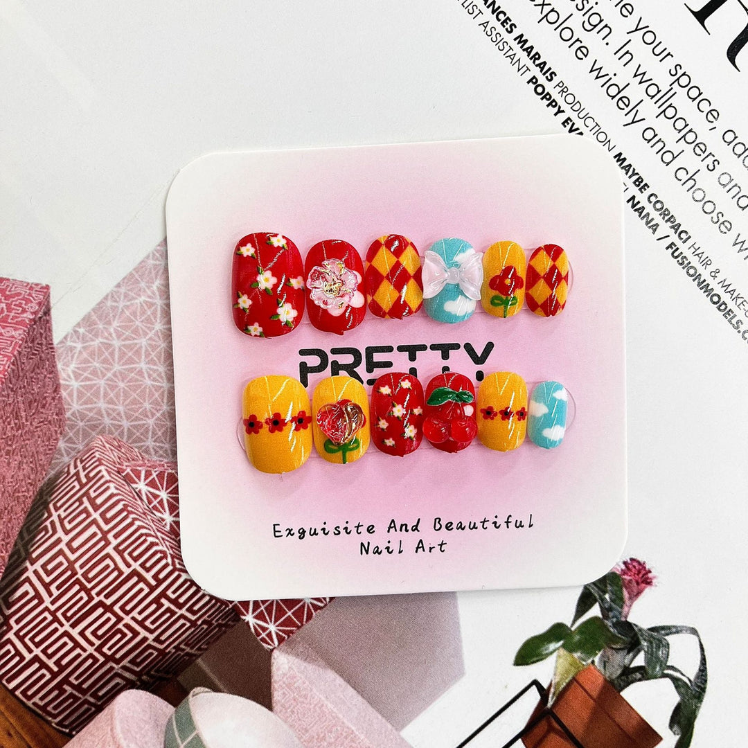 Artistic 3D Decorated Press-On Nail Set Kalsten