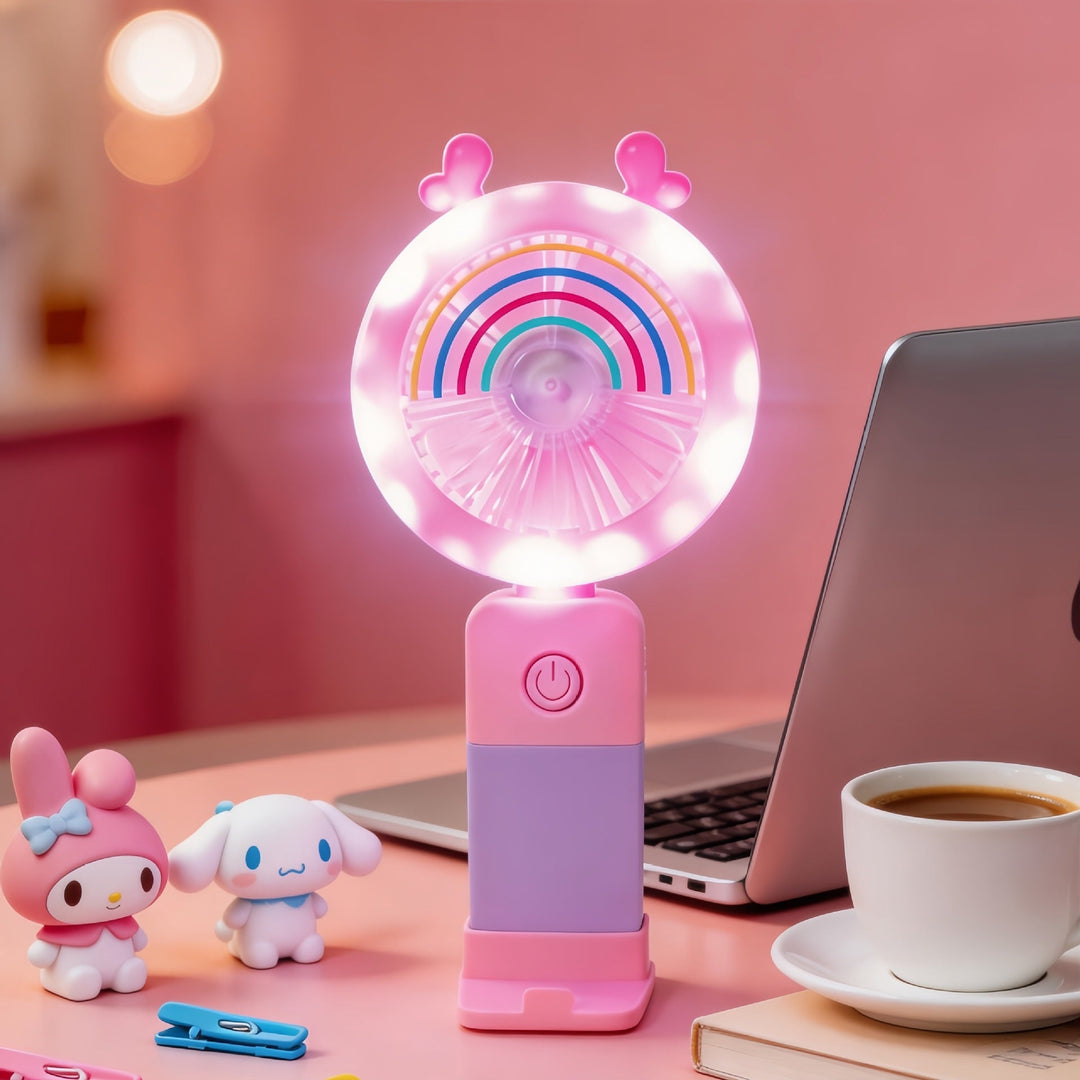 Ladies portable handheld fan with LED lighting and flexible design Kalsten